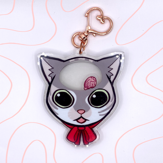 Small Brain Cat Shaker Charm