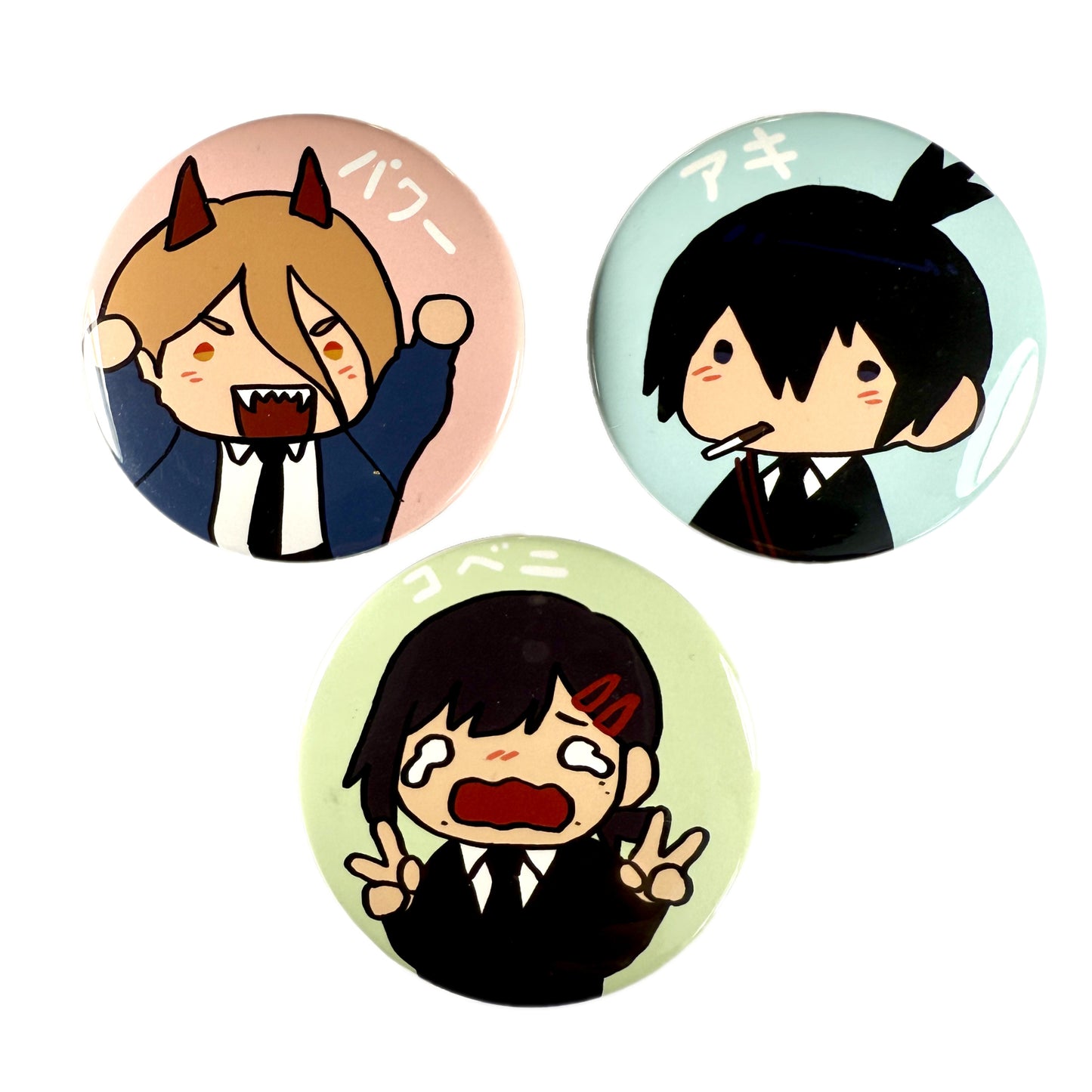 Chainsaw Man Power Aki Kobeni Chibi Buttons