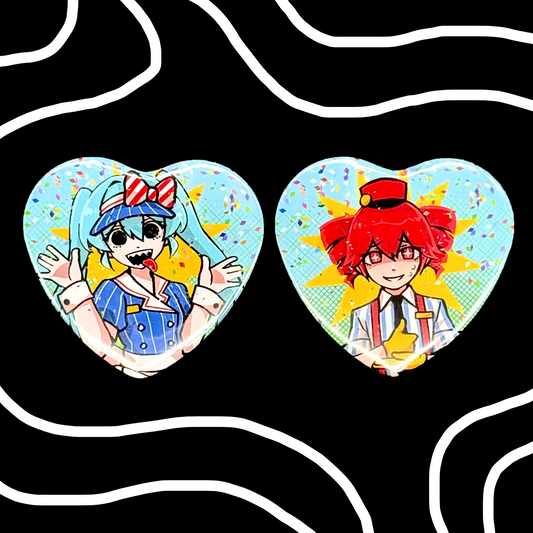 Vocaloid Hatsune Miku and Kasane Teto Mezmerizer Heart Buttons