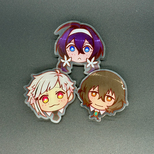 Bungo Stray Dogs Atsushi Kyouka Dazai Acrylic Pins