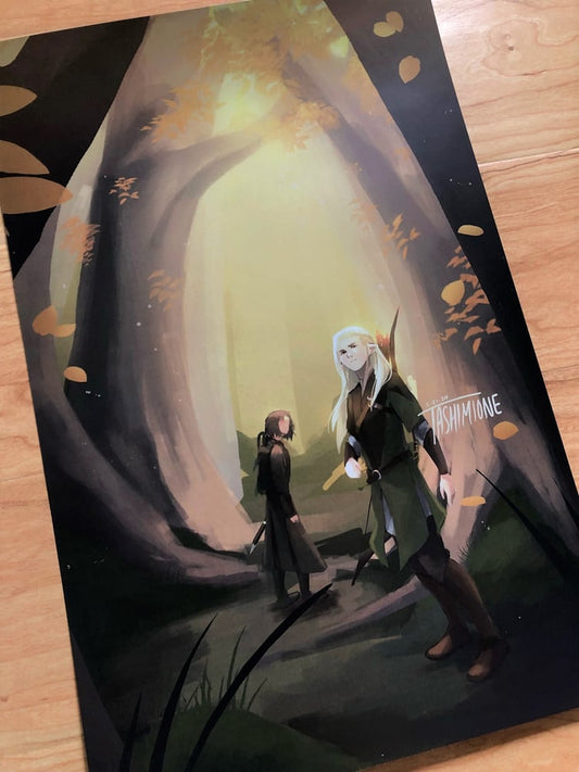 Lord of the Rings Legolas and Aragorn Lothlorien 11x17" Print