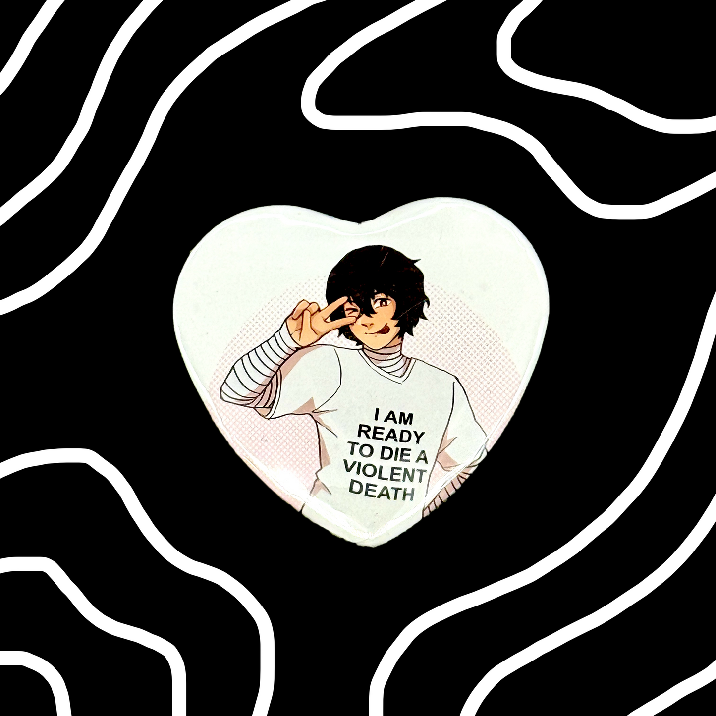 Bungo Stray Dogs Dazai Heart Button