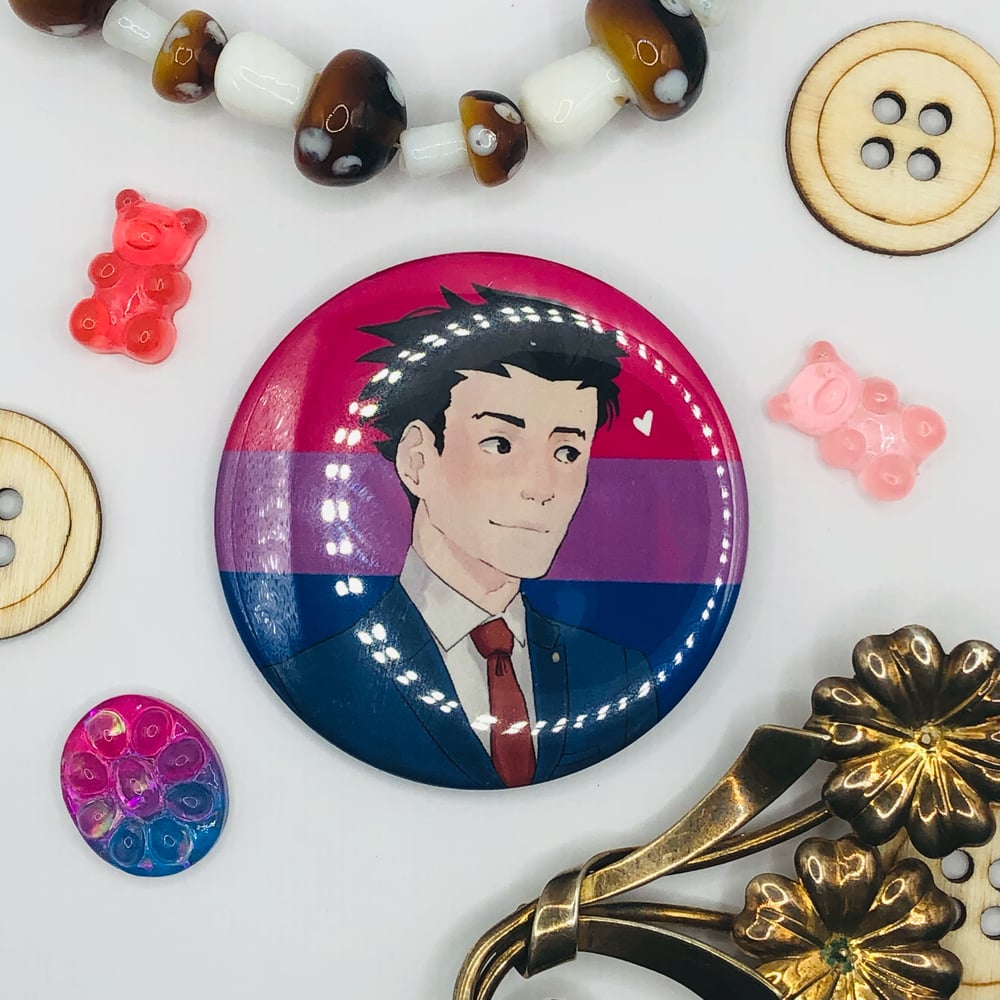 Ace Attorney Bisexual Phoenix Wright 2.25" Button Badge