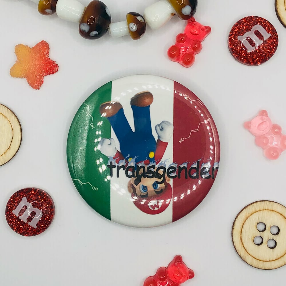 Transgender Mario 2.25" Button Badge