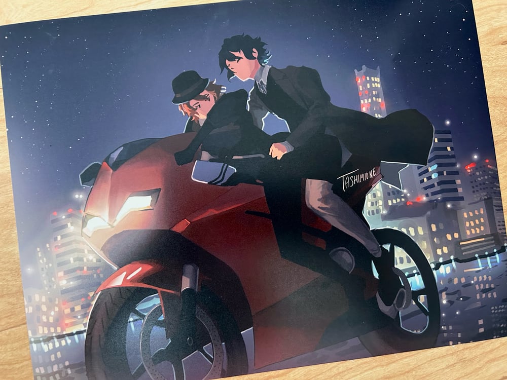 Bungou Stray Dogs Soukoku Motorcycle 8.5"x11" Print